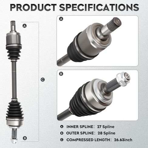 NEW Front Left CV Axle Shaft Assembly fits for Honda Element 2003-2011 L4 2.4L (for DX/EX/LX/SC Models Only), FWD&4WD, for 66-4213 in Saudi Arabia