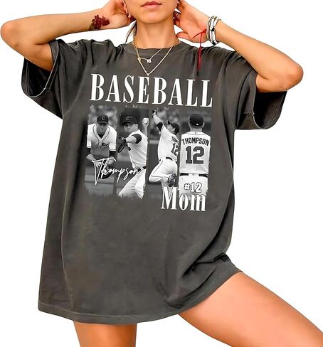Personalized Baseball Mom Shirt with Custom Name Number and Player Photo Game Day Sports Tee for Proud Mother Softball Season Fan Apparel in Saudi Arabia