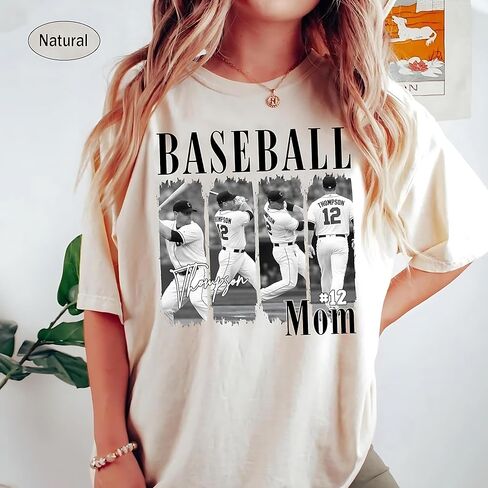 Personalized Baseball Mom Shirt with Custom Name Number and Player Photo Game Day Sports Tee for Proud Mother Softball Season Fan Apparel in Saudi Arabia