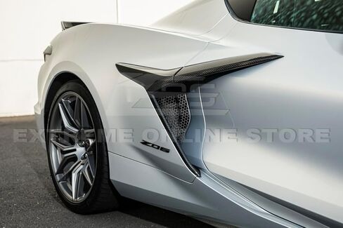 For 2020-Present Corvette C8 E-Ray & Z06 Models | Aluminum - Painted Glossy Black ADD-On Rear Side Intake Mesh Grille Inserts Guard Covers in Saudi Arabia
