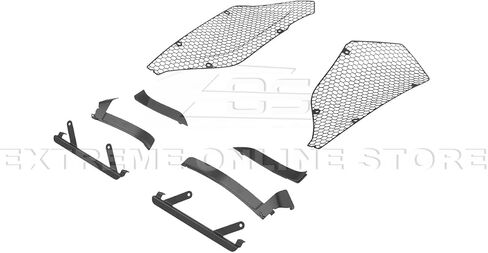 For 2020-Present Corvette C8 E-Ray & Z06 Models | Aluminum - Painted Glossy Black ADD-On Rear Side Intake Mesh Grille Inserts Guard Covers in Saudi Arabia