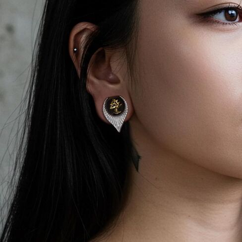 ERKUOO Gothic Skull Ear Saddles Tunnels - Vintage Gold Spiked Skeleton & Crowned King with Detailed Wings - Teardrop Plugs Gauges for Men Women Body Piercing Jewelry (2g - 1 Inch) in Kuwait