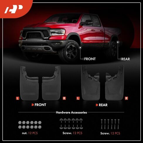 اللوحات الطينية الممتازة لسيارة Toyota Tacoma 2005-2015 (الإصدار الأصلي الممتد)، 4 عبوات من ملحقات واقيات الطين التي لا تتطلب حفرًا، أمامي وخلفي in Saudi Arabia