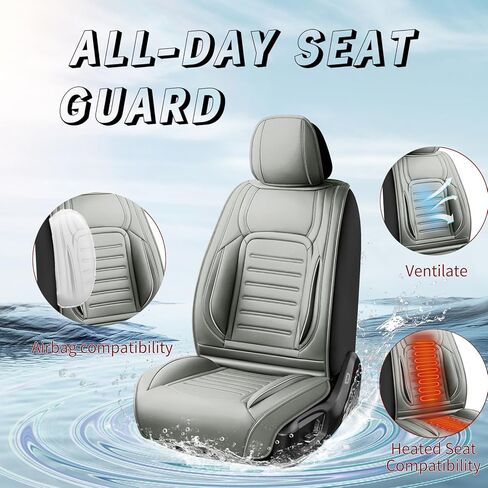 أغطية مقاعد سيارة جلدية فاخرة متوافقة مع Toyota Fj Cruiser 2008-2013 2014، مسامية، مقاومة للتآكل، متوافقة مع الوسائد الهوائية، حماية من جميع الأحوال الجوية وتغطية كاملة، مجموعة كاملة باللون الرمادي in Kuwait