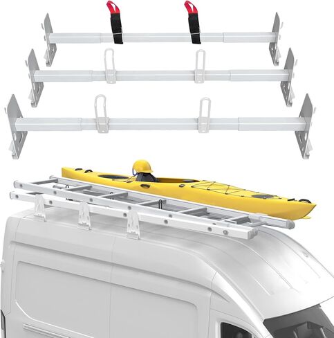 حامل سلم سقف فان عالمي متوافق مع تشيفي اكسبرس 1500 2500 3500 فورد إكونولين جي إم سي سافانا، مزراب المطر جبل رف الأمتعة سقف البضائع فان العارضة 3 قضبان متقاطعة in Kuwait