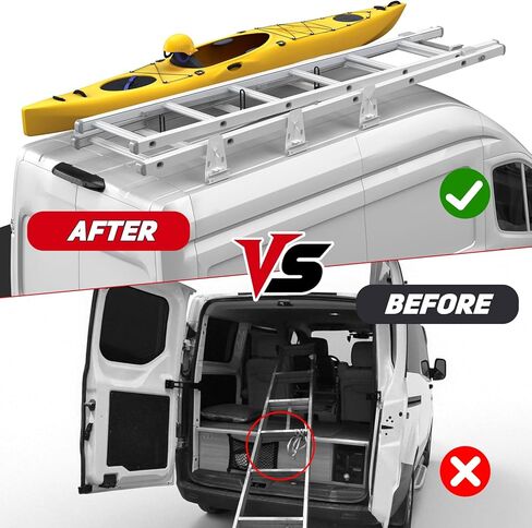 حامل سلم سقف فان عالمي متوافق مع تشيفي اكسبرس 1500 2500 3500 فورد إكونولين جي إم سي سافانا، مزراب المطر جبل رف الأمتعة سقف البضائع فان العارضة 3 قضبان متقاطعة in Kuwait