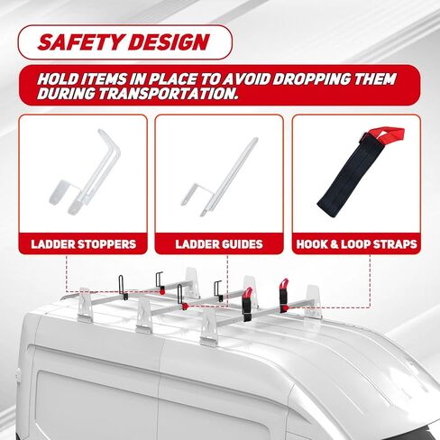 حامل سلم سقف فان عالمي متوافق مع تشيفي اكسبرس 1500 2500 3500 فورد إكونولين جي إم سي سافانا، مزراب المطر جبل رف الأمتعة سقف البضائع فان العارضة 3 قضبان متقاطعة in Kuwait