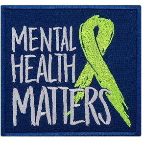 Mental Health Matters Patch - Embroidered Iron On Patches - Size: 4.3 x 4.1 inches