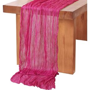 MODFUNS 5 Packs Cheesecloth Gauze Table Runner Red Cheese Table Runner 120 Inches Long Boho Table Runner Wrinkled Wedding Runners 10ft Cotton Table Runner Bulk for Wedding Birthday Banquet Decor