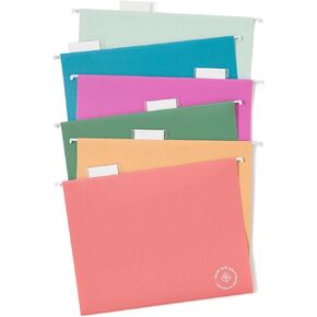 U Brands U-Eco Poly Hanging File Folders, Set of 12, Assorted Brights, White Metal Hanging Rods, Letter Size (6596U01-12)