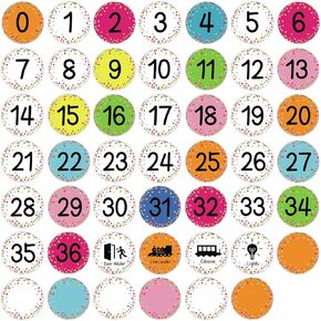 48PCS Boho Numbers Stickers Classroom Decorations Colorful Mini Dots Number Spot Markers Stickers Boho Classroom Labels Accents Cutouts for Preschool Kindergarten Elementary School Floor Decoration