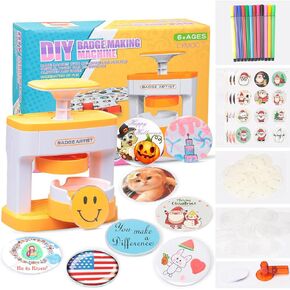 Newest Badge Maker for Kids, 55mm (2.16in) DIY Pin Button Maker Press Machine Badge Punch Kit with 48pcs Button Parts & Pictures & Circle Cutter Gifts Installation-Free