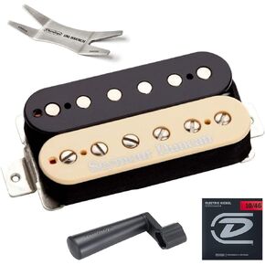 Seymour Duncan SH-4 JB Model Humbucker Pickup - Bundled with Dunlop Uni-Wrench, Universal Speedwinder, and DEN1046 Guitar Strings (White)