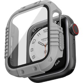 GELISHI Hard Case Compatible with Apple Watch Case 44mm, Rugged Protective Case Cover with Tempered Glass Screen Protector for Watch SE/Series 6 5 4, Black