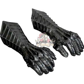Medieval Gauntlets Nazgul Black Antique Steel armor Gloves Crusader Larp cosplay