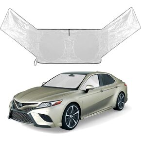 Yewiry Car Windshield Sun Shade, Front and Sides Windows Sunshades,Automotive Interior Accessories Protector,Foldable Vehicle Sun Visor, Block Heat and UV Rays(Silver - Black, Small(56x 28 inches))