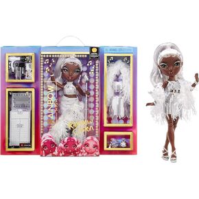 Rainbow High Rainbow Vision Rainbow Divas- Ayesha Sterling (Silver) Posable Fashion Doll with 2 Designer Outfits to Mix & Match + Vanity Playset, Great Toy Gift for Kids 6-12 Years Old & Collectors