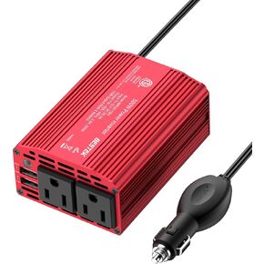 BESTEK 300W Car Power Inverter - DC 12V to 110V AC Car Inverter Converter with 4.8A Dual USB Charging Ports and Dual AC Outlets - Car Power Adapter for Laptop, CPAP Machine, Nebulizer, Breast Pump