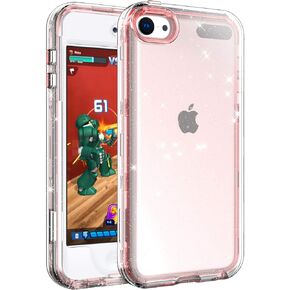 SLMY Compatial with iPod Touch 7th Generation case Glitter Crystal Designed Advanced Upgraded Protective Full Body Rugged Hybrid Cover (Rose Gold)