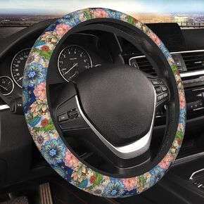 Glitter Mermaid Scales Steering Wheel Cover Cute for Women Men Car Accessories Universal 15 Inch Anti-Slip Automotive Steering Wheels Protector Covers for Truck SUV Sedan Turquoise