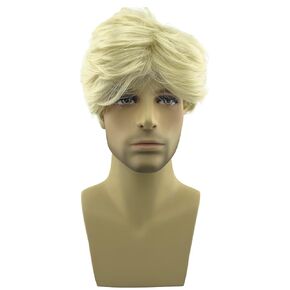 Short Blonde Wig for Men Cosplay Costume Party Realistic Natural for Male Guy Synthesis Wig