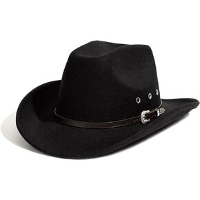 Gossifan Cowboy Hat for Men Women Western Felt Wide Brim Cowgirl Hats with Classic Belt