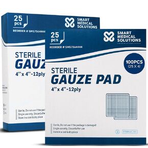Sterile Gauze Pads - 100 Pack | Individually Wrapped for Wound Care | Absorbent First Aid Dressing Pads (2"x2")
