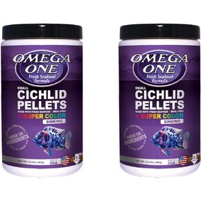 Omega One 2 Pack of Super Color Sinking Small Cichlid Pellets, 16.25 Ounces each, Made in the USA