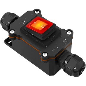 IP67 مفتاح سلك مضمن مقاوم للماء، مفتاح تشغيل/إيقاف خارجي AC 20A/125V 16A/250V مع زر الروك LED الأحمر، مفتاح مصباح الطاقة المضمن، مفتاح خارجي ثنائي الجانب للدخول والخروج in Kuwait
