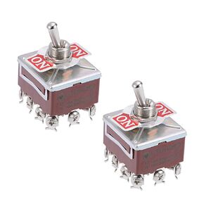 uxcell® 4PDT Lacthing Rocker Toggle Switch Heavy-Duty 10A 380V 15A 250V 12P ON/ON Metal Bat 2pcs
