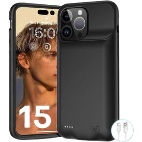 Battery Case for iPhone 15 Pro Max, 2023 Newest 9000mAh Portable Protective Charging Case Compatible with iPhone 15 Pro Max (6.7 inch) with Carplay Rechargeable Extended Battery Charger Case (Black)