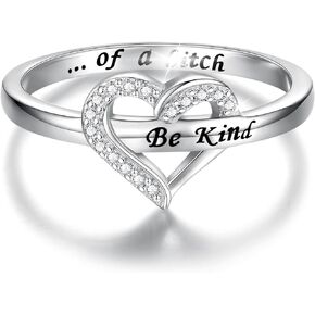 Be Kind of a B Ring 925 Sterling Silver Hidden Message Adjustable Rings for Women Best Friends Sorority Sisters