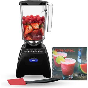 Blendtec Classic 575 Blender, 90 oz WildSide+ Jar, Spoonula Spatula, and Recipe Book Bundle - Black