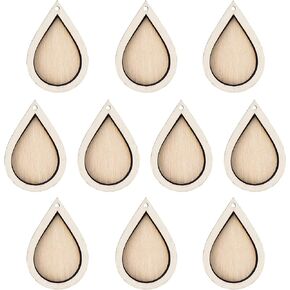 10 Pieces Mini Wooden Embroidery Hoop Rings for Embroidery, Cross Stitch and DIY Pendants (5 * 3.3cm Water Drops)