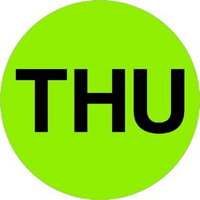 Tape Logic TLDL6532 Inventory Circle Labels, Days of The Week, THU", 2", Fluorescent Green, 1 Roll of 500 Labels