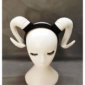 Sheep Horn Ear Hair Hoop Headband Forest Animal Photography Original Manual Aries Exhibition Cosplay Photo Props (White)
