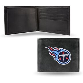 Rico Industries NFL Embroidered Leather Billfold Wallet, Tennessee Titans, 3.25 x 4.25-inches