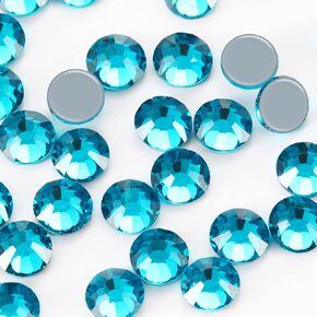 Dowarm 1440PCS Hotfix Crystal Rhinestones, Hot Fix Crystals for Crafts Clothes, Flatback Glass Crystal for Decoration, Round Gems (Aquamarine, SS6)