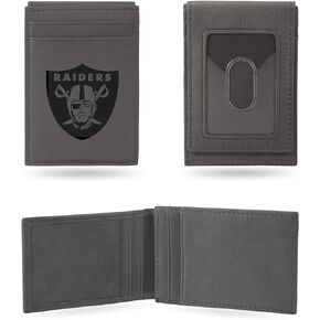 Rico Industries NFL Las Vegas Raiders Gray Laser Engraved Front Pocket Wallet Laser Engraved Front Pocket Wallet - Compact/Comfortable/Slim