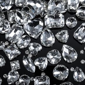 460 Pieces Sew on Rhinestones Glass Sewing Claw Gemstones and Crystals Metal Back Prong Setting Sewing Rhinestones for Clothes DIY Crafts Clothes Shoes Bag (Mixed Color)