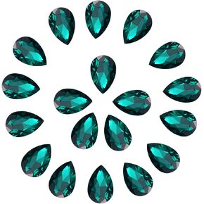 SWTHONY Crystal Teardrop Big Rhinestones Pointback Gem Stones for Crafts Jewelry Making Shoes Dress Faceted Glass Beads 20x30mm 36pcs Lake Blue