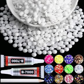 8000PCS 2mm Transparent Clear AB Rhinestones for Crafting, Flatback Rhinestones for Clothes Shoes Tumblers Nail Art, Wholesale Bedazzling Jelly Gemstones with B7000 Clear Glue in Kuwait