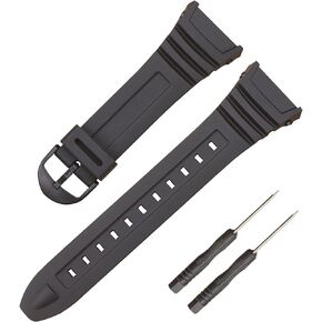 Lijinlan Watch Replacement Watch Band for Casio W-96H, Flexible Black Resin Strap fit W96 W-96H W96H W-96H-1AV W-96H-3A 2A/4A W-96H-9AV Sport Watch Adjustable Breathable Wristband