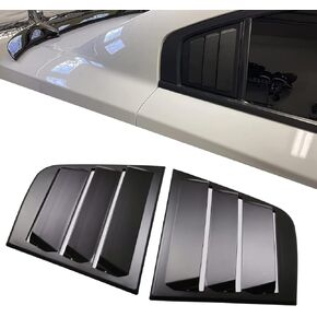 Rear Side Window Louvers Air Vent Scoop Cover Shades Blinds Compatible with Dodge Charger 2011-2021 Carbon Fiber Pattern with Red Trim