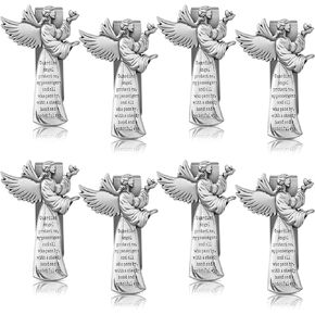 Guardian Angel Sun Visor Clip Protect My Passengers Zinc Medal Bless Travel Safely Visor Clip Present for Mother, Father, Parent, Family, Friend, Driver(8 Pieces)