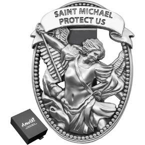 Anwlki St Michael Medal for Car Saint Michael Visor Clip Accessories Bless Driving Safety Religious Gift for Parent, Family, Friend, Driver (1)