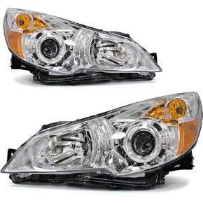 2010 2011 2012 2013 2014 Subaru Legacy/Outback Headlight Assembly for 10 11 12 13 14 Legacy/Outback Headlights Clear Lens Chrome Housing Amber Reflector Headlamp Replacement Pair