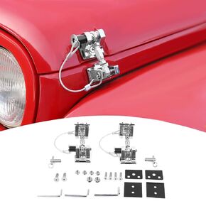 for Wrangler JK Hood Latches Red for Jeep Wrangler JK JKU 2007-2017, JKU Hood Lock Catch Locking Kit 2pcs(Red)