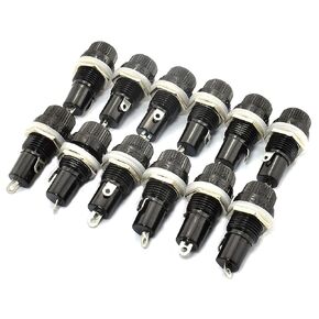 12pcs 5x20mm Fuse Holder Black Insurance Tube Socket Screw Cap Case for Glass Tube Fuse Panel Mount