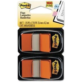 Post-it Flags, 1 inch, Orange Two Dispensers of 50 Flags, 4 Pack (680-OE2)